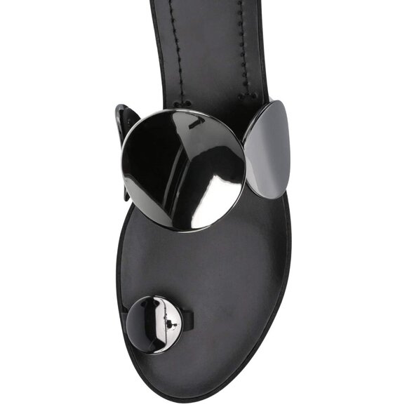 TORY BURCH  $348 Patos Multi-Disk Sandal Black Two Tone Metal Silver - Picture 7 of 13